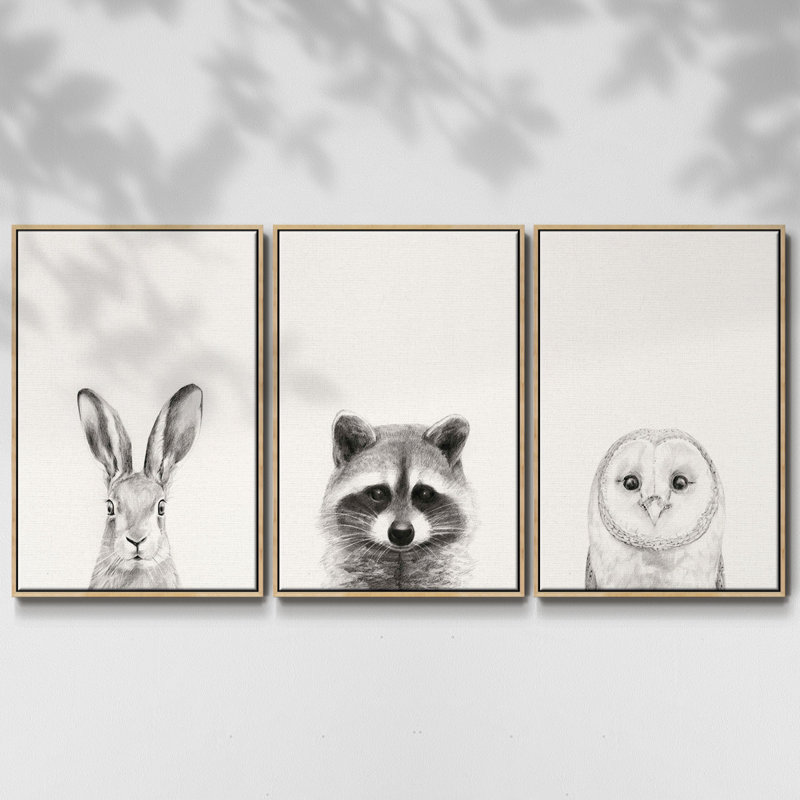 Ensemble de 3 tasses à animaux I, Naturel, H 40 po x l 78 po