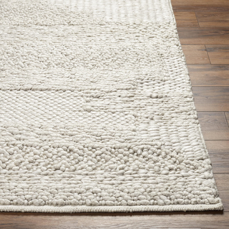 Becali Handmade Hand Woven Light Gray Rug, Rectangle 8' x 10'