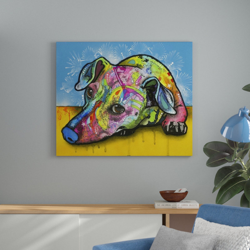 " Im Waiting " by Dean Russo, 27" H x 32" W x 1" D, White Framed