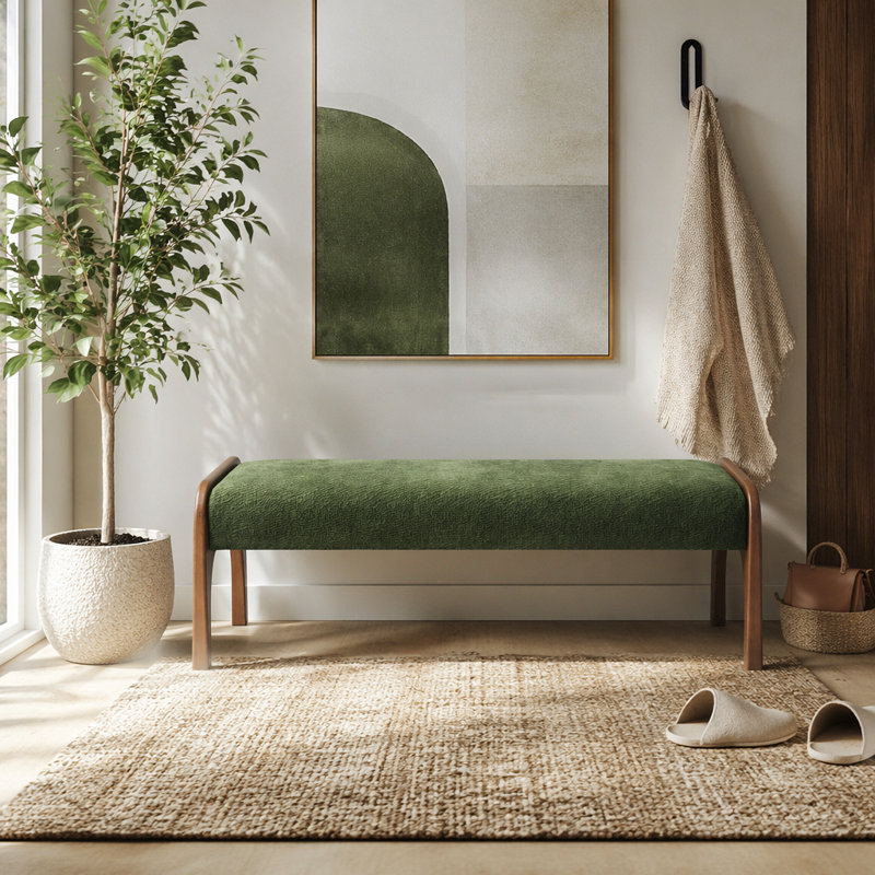 Banc long rembourré 50,25 po, Vert