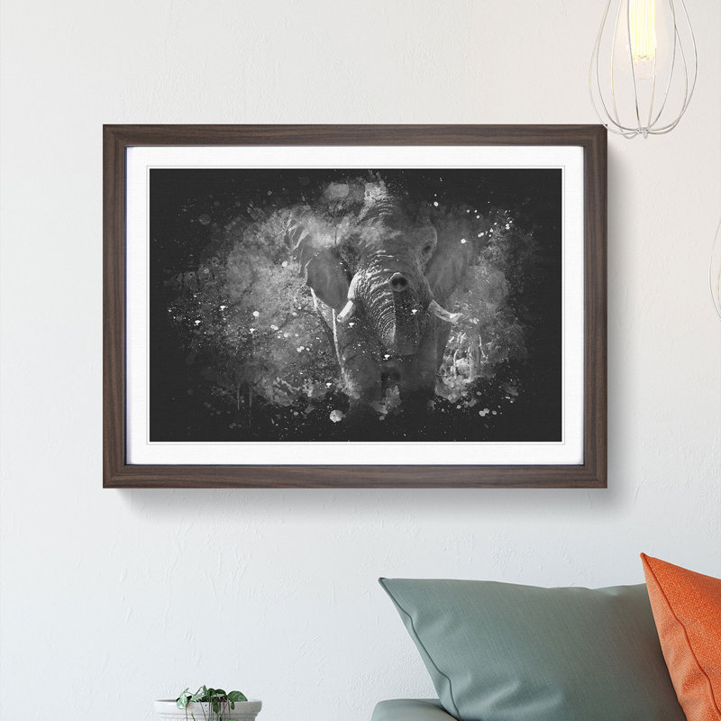 The Majestic Elephant - Picture Frame Graphic Art Print, 45cm H x 63cm W x 2cm D, Walnut Framed