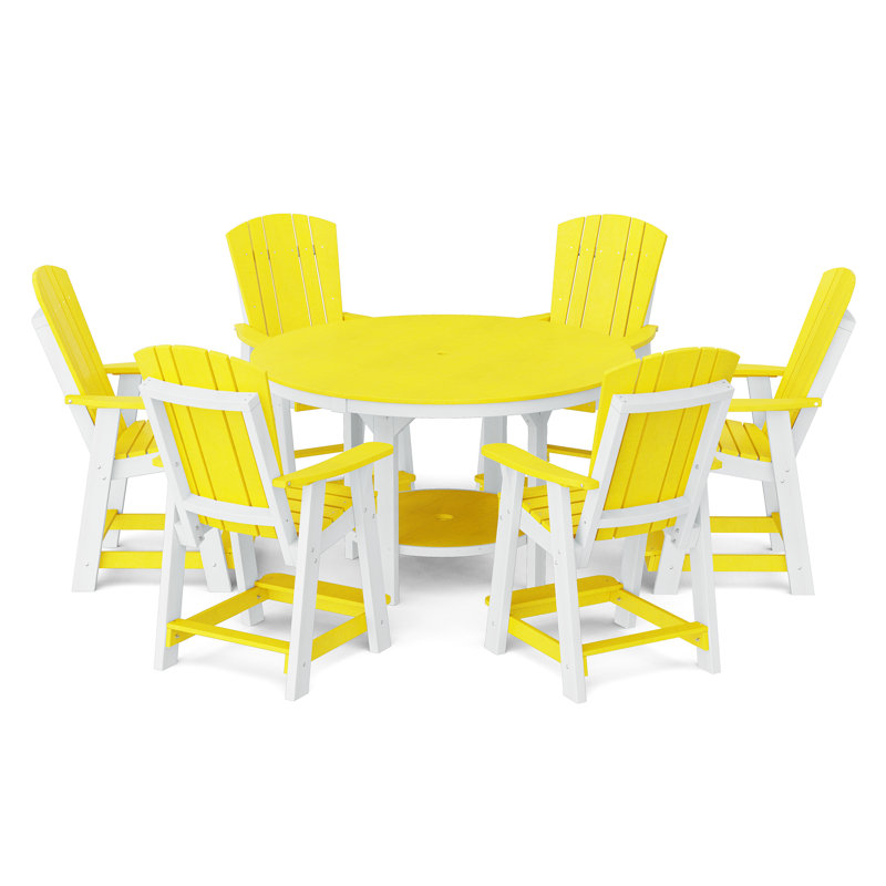 Heritage 7-Piece 60" Pub Counter Set, Lemon Yellow/White