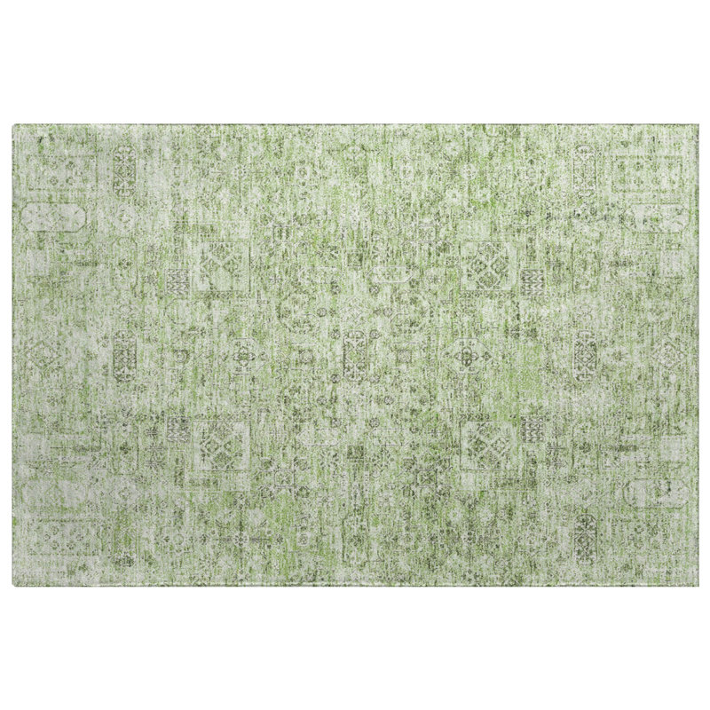 Tapis à poils longs de qualité supérieure lavable à la machine ADS611, Green, 2'6" x 3'10"
