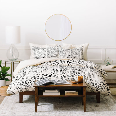 Ensemble noir et blanc de housse de couette en microfibre rustique