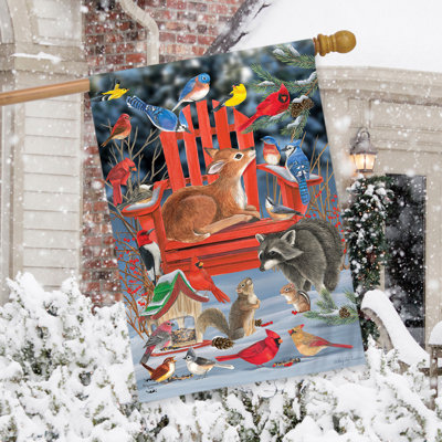 Jour de neige rassemblant le drapeau de la maison d'hiver
