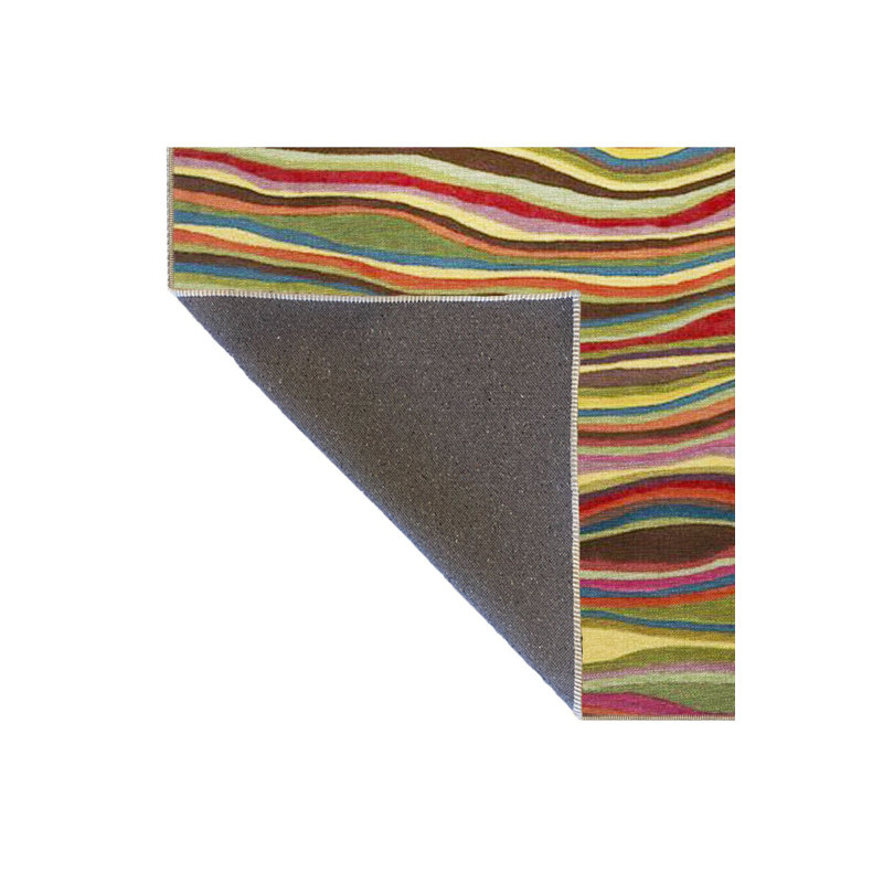 Multicolor Wavy Patterned Woven Base Rug, Square 3'3" 
