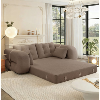 Canapé-lit de 78,7 pouces 3-en-1 en tissu Teddy