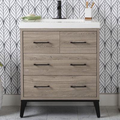 30.5" Single Bathroom Vanity with Cultured Marble Vanity Top