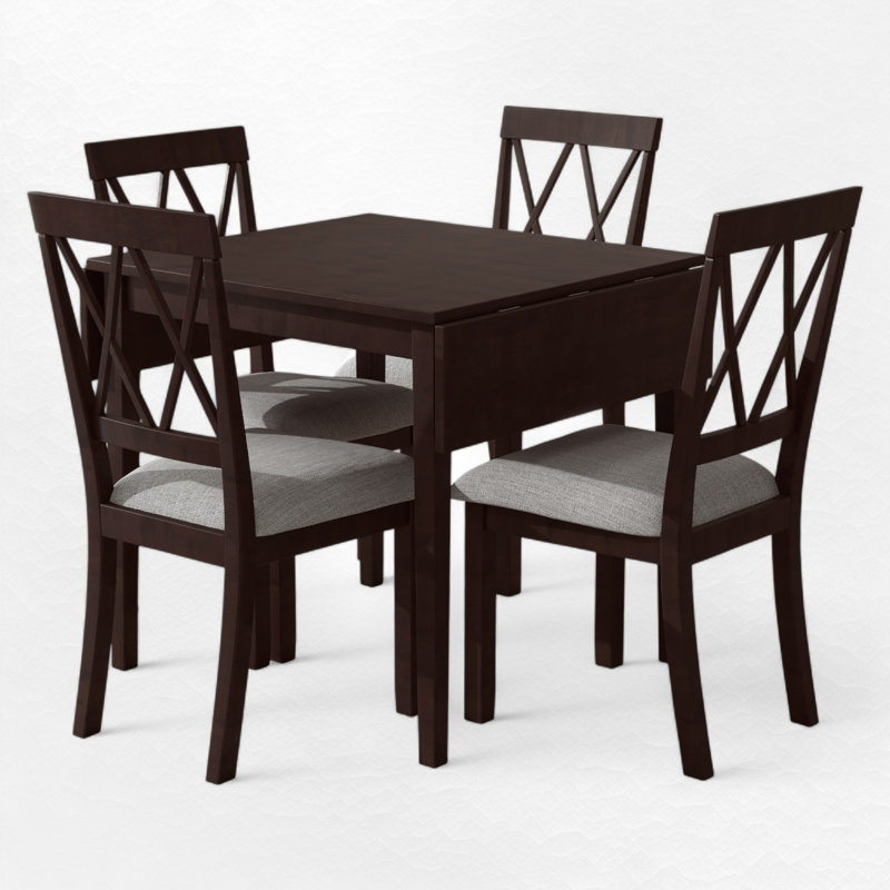 Ensemble de salle à manger extensible, 1 table et 4 chaises, Noir / espresso