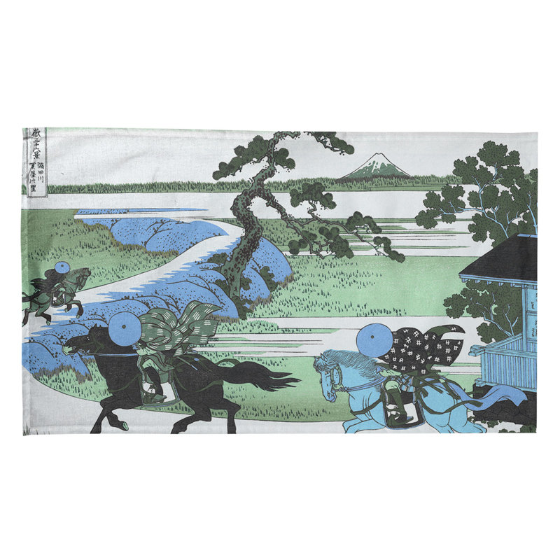 Torchon Sekiya Village à Sumida River, Polyester sergé, Vert/bleu
