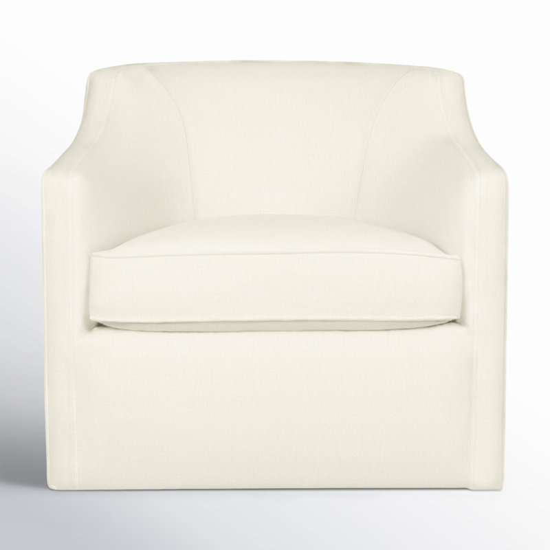 Fauteuil pivotant rembourré Marietta, Blanc sergé décoloré classique