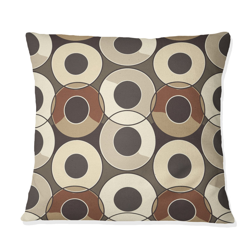 Coussin beige Mid-Century, H 18 po x l 18 po