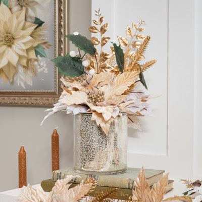 Décoration de table florale artificielle Pearl & Pine, 35,5 cm de hauteur