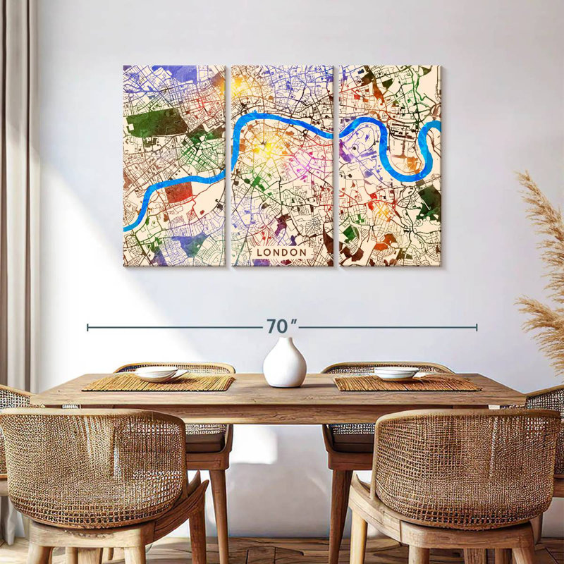 Aliaz Vibrant London Map, 36" H x 57" W