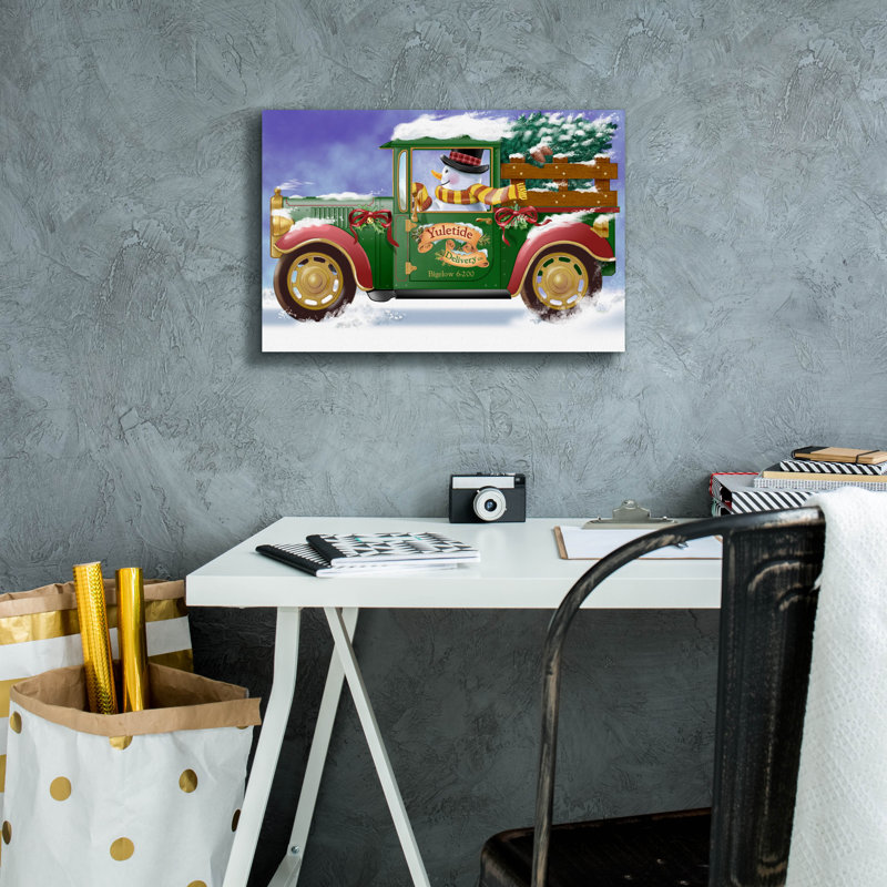 «Yuletide Livraison» par Bigelow, illustrations sur toile, H 12 po x l 18 po x P 0,75 po