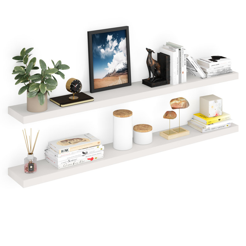 Miami 60" W x 8" D Floating Shelves Set with Invisible Wall Mount Brackets (Set of 2)