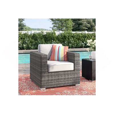 Fauteuil club en osier gris