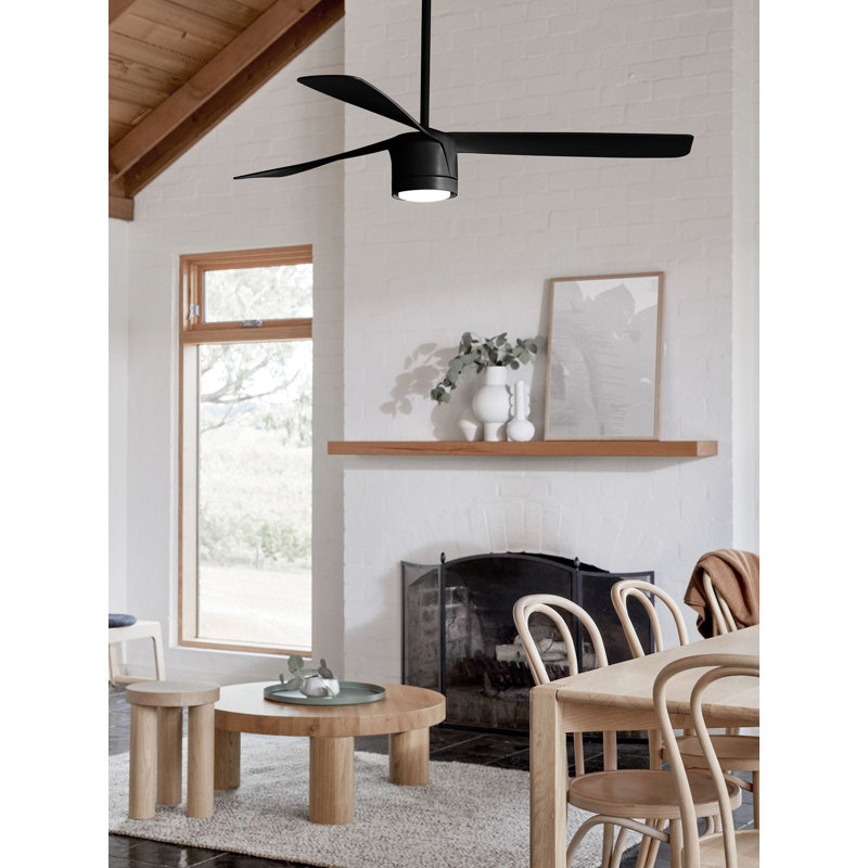 Harta 142cm Ceiling Fan with Light Kit, Black