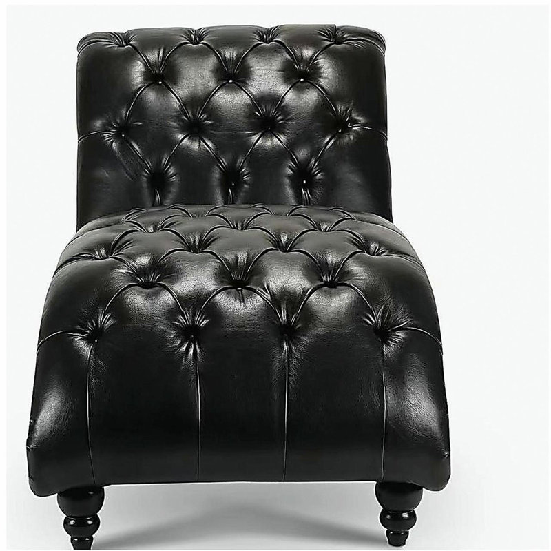Tufted  Armless Chaise Lounge, Black