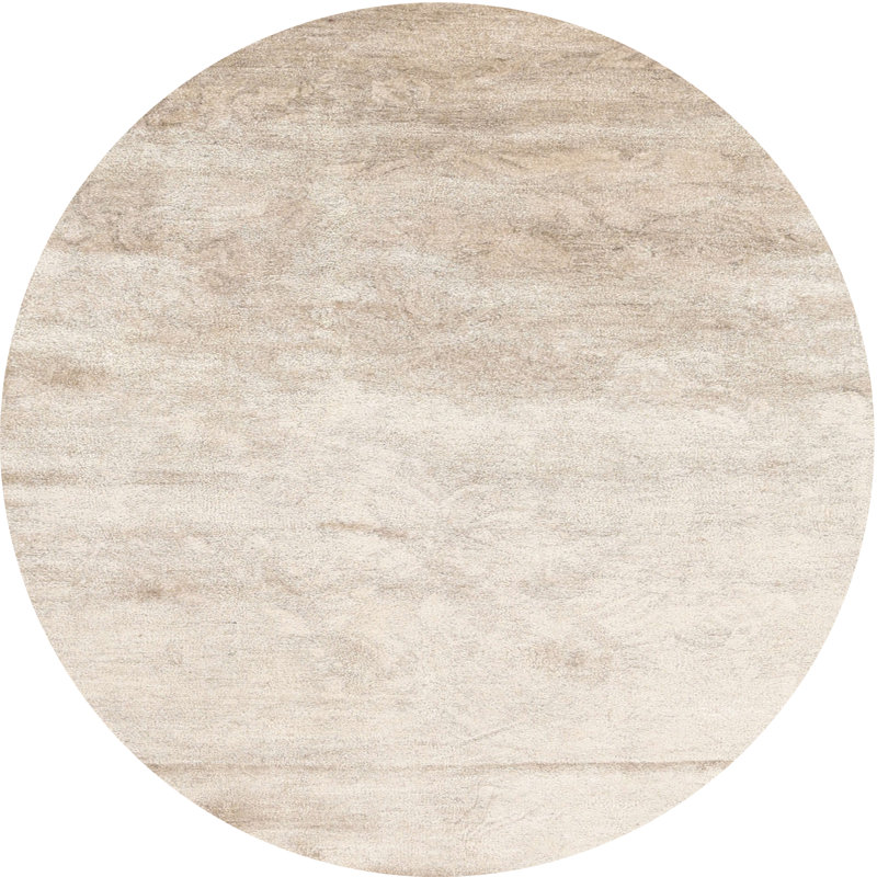Tapis beige contemporain, Rond 8 pi x 8 pi