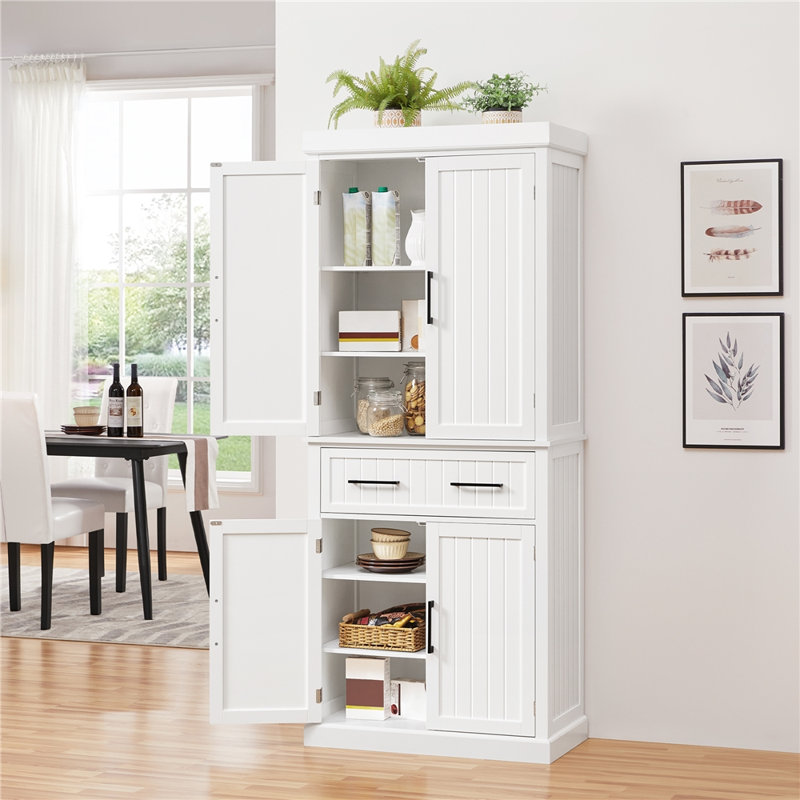 Buntin Kitchen Cabinet, White