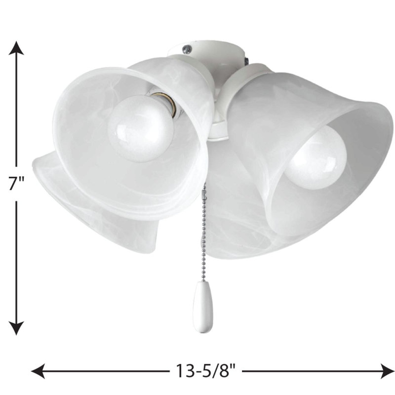 White Alabaster Glass 4-Light LED Ceiling Fan Kit