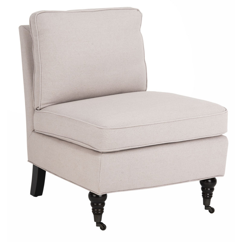 Upholstered Slipper Chair, Taupe 100% Linen