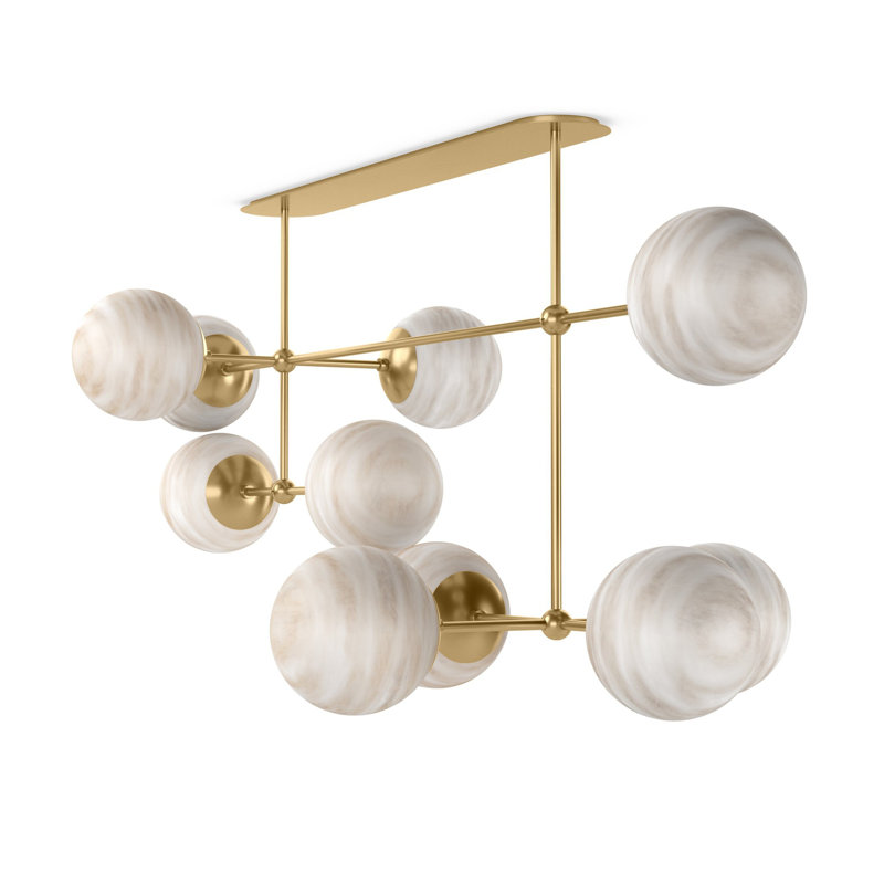 Armstrong 10 - Light Chandelier, Gray, Burnished Brass