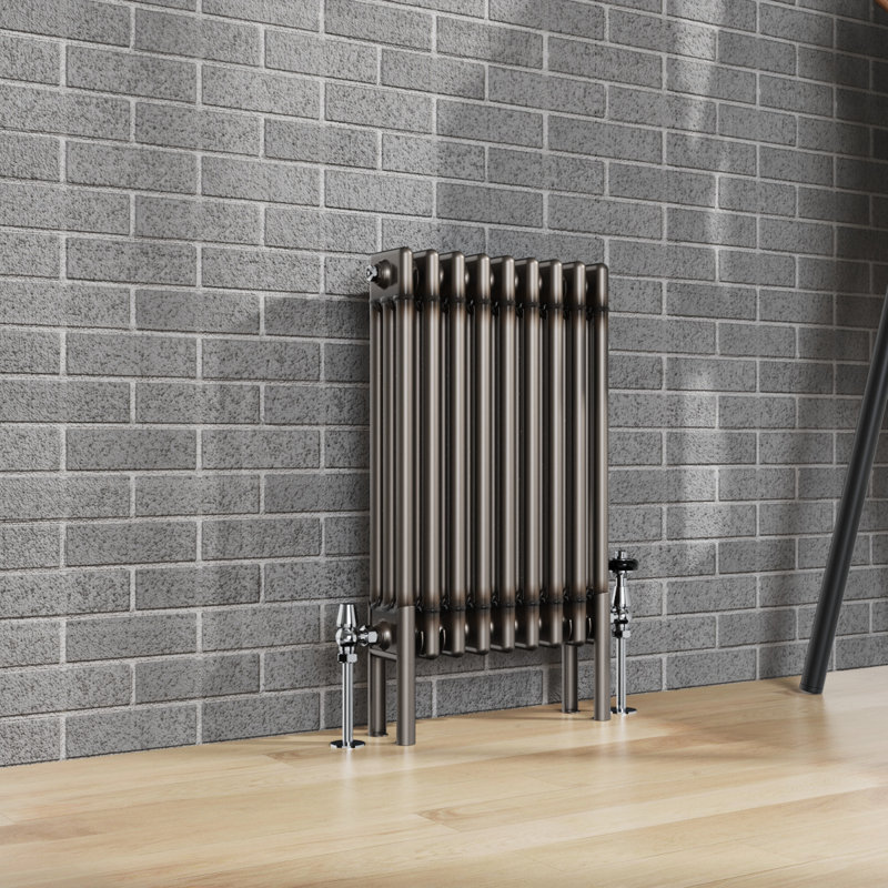 Dube Horizontal Traditional 3 Column Radiator Raw Metal, 60cm H x 425cm W x 10cm D