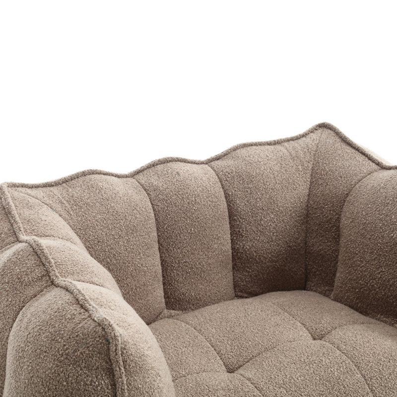 Soft Bean Bag Chair with High Resilient Foam,Comfortable Square Lazy Sofa with Footstool, Coffee Chenille