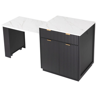 Îlot de cuisine cannelé avec table extensible pour 4 à 6 personnes K&K 82,6 po