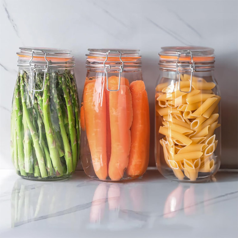 Glass Jar - Set of 3, 17cm H x 12cm W x 12cm D