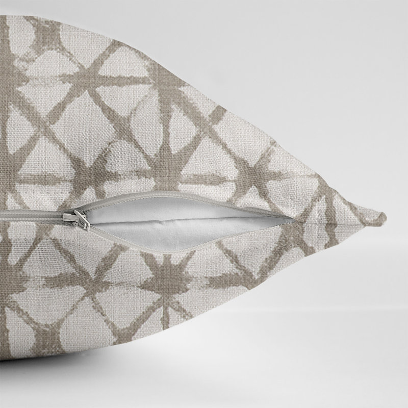 Coussin décoratif en polyester / mélange de polyester, Ikat, Taupe