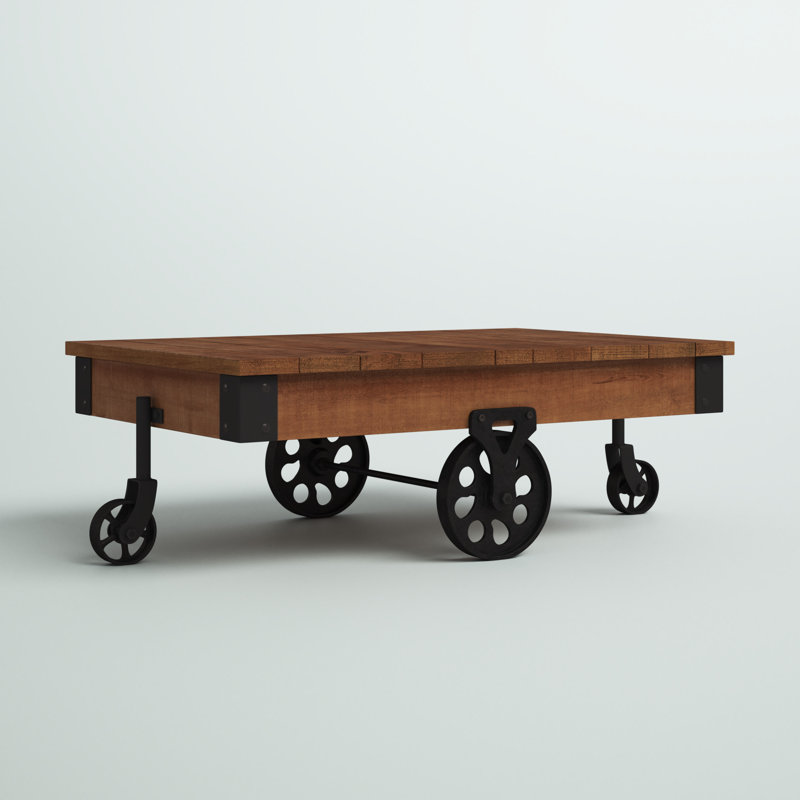 Table basse Zona Wheel, Chêne rustique