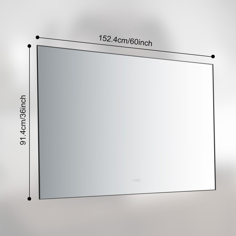 Led Bathroom Vanity Mirror With Back Light,multifunction,gun Ash, 36'' x 60''