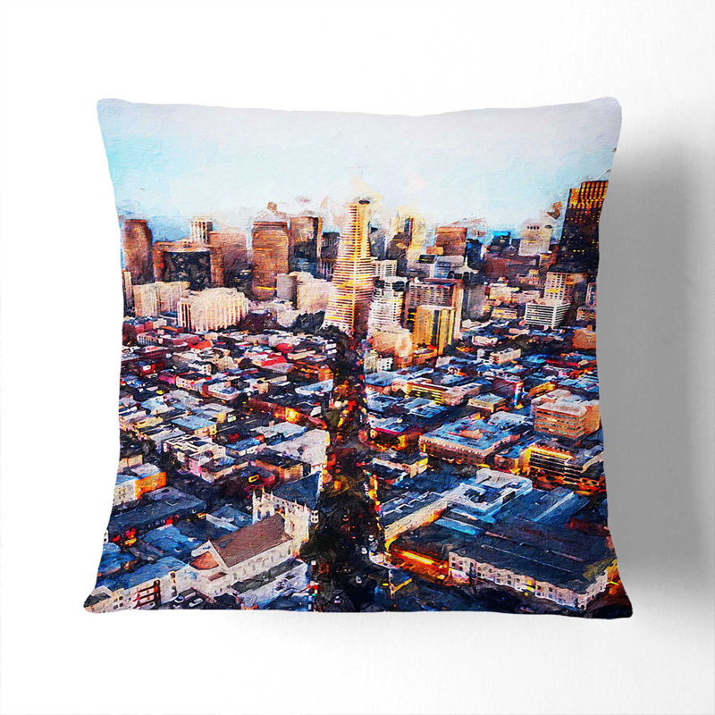 Downtown San Francisco Square Throw Cushion, 55cm H x 55cm W x 20cm D