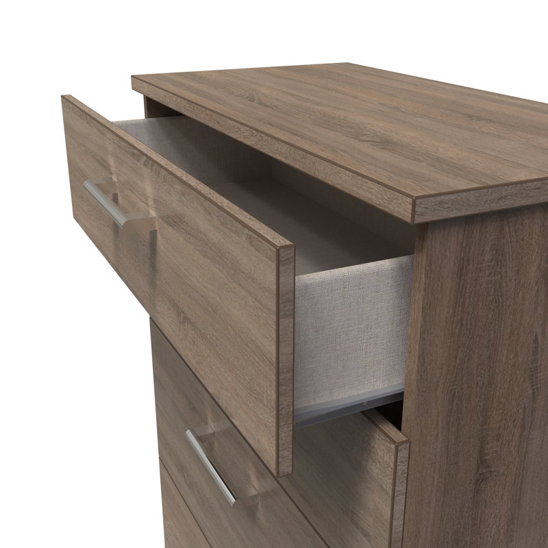 Fully Assembled Ingram 4 Drawer Chest, Darkolino Oak