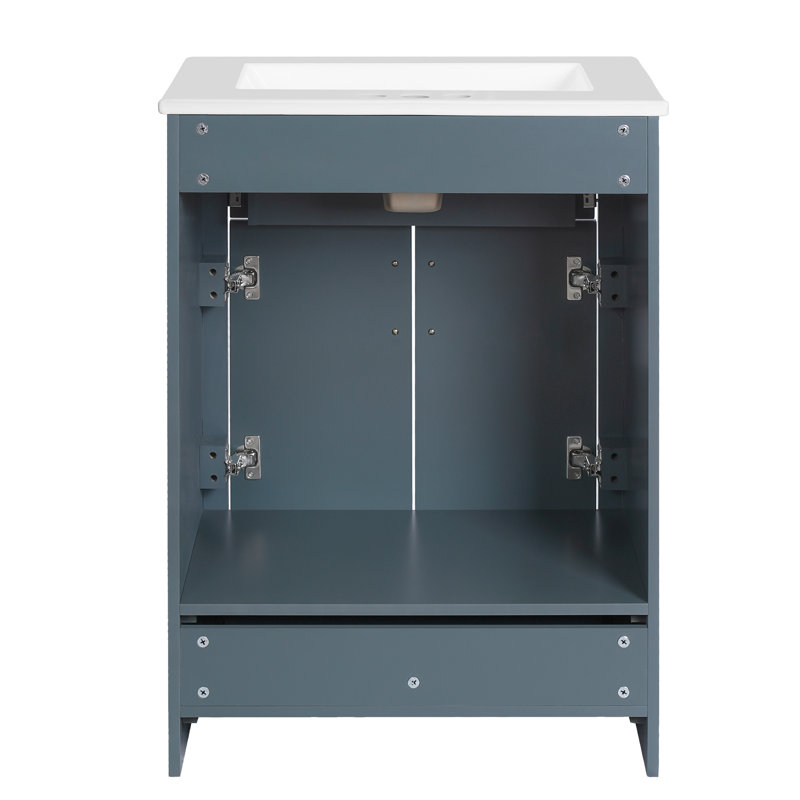 Meuble-lavabo 24 po avec comptoir en céramique, Bleu