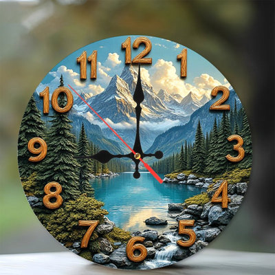Mountain Lake Scenery Wall Clock