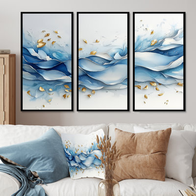 Blue Gold Ferns Gentle Breeze - ensemble de 3 fougères