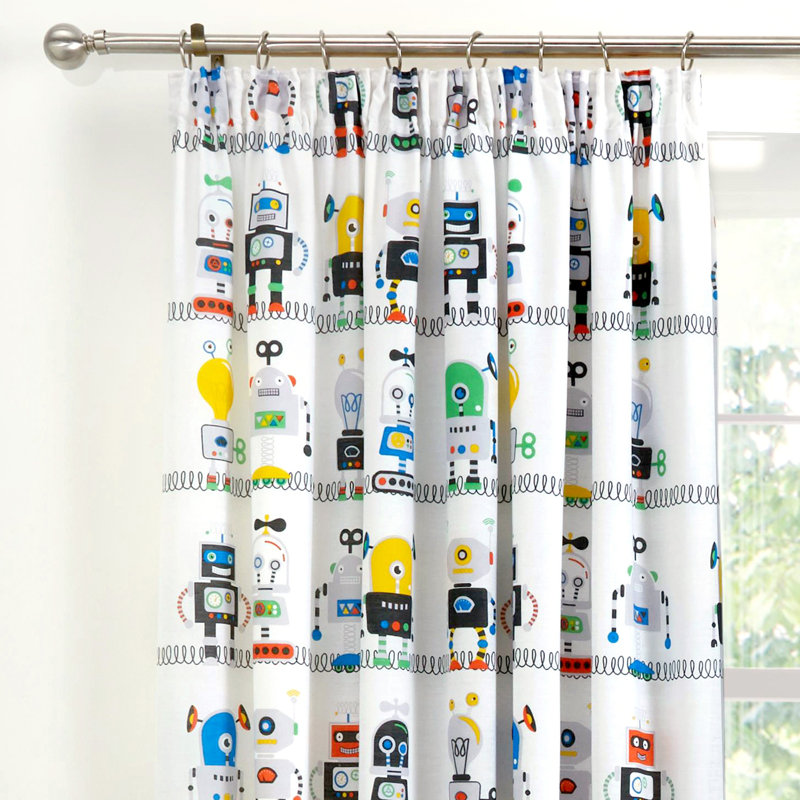  Robots Pencil Pleat Room Darkening Curtains