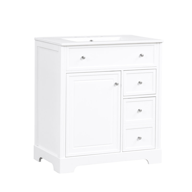 Meuble-lavabo moderne avec rangement supérieur et design élégant pour l'élégance, Blanc