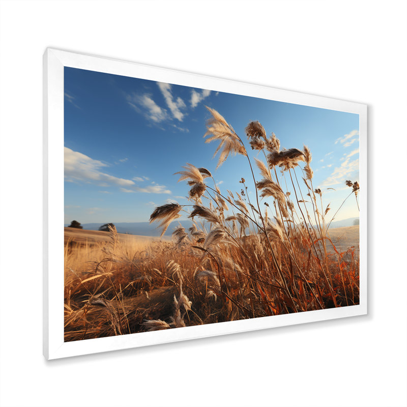 Paysage de prairie sur toile, Cadre simple blanc, H 16 po x l 32 po x P 1 po
