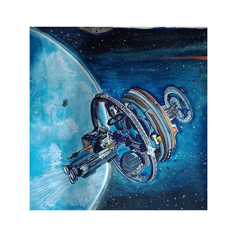 Satellites dans l'espace | Couleur de l'affiche sur papier | Par Bhavani