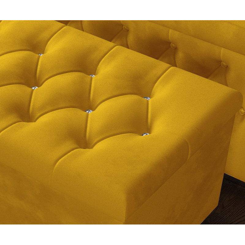 Akilia 102cm Wide Tufted Rectangle Storage Ottoman with Hydrolic Arm, Turmeric