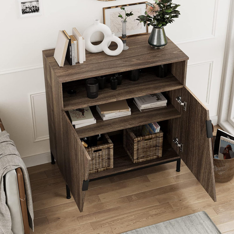 Buffet, armoire de rangement avec portes et tablettes, brun