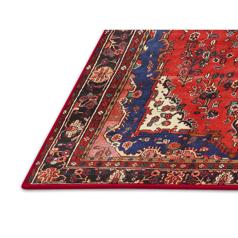 Tapis traditionnel mehroon/noir/crème, Rectangle 5 pi x 7 pi
