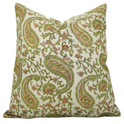 Housses de coussin en lin en coton à imprimé bloc Fab divine, fabriquées à la main (kiara, vert)