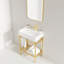 Ensemble de meuble-lavabo sur pied avec lavabo en céramique 24 po avec lavabo console LOFI, lavabo rectangulaire en céramique blanc brillant sans robinet, pattes en métal ouvertes, tablettes de rangement, couleur or-641989896-641989897