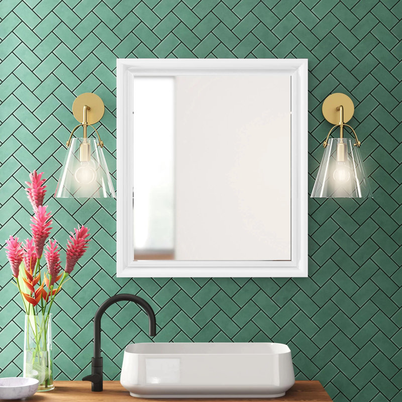 Zeb Wood Wall Mirror, Dove grey, 32" H x 28" W